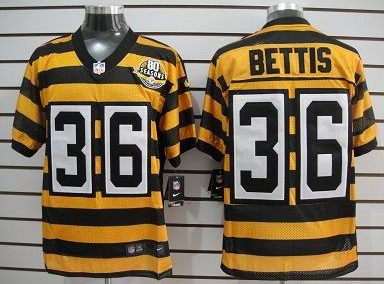 Nike Elite Jersey Pittsburgh Steelers 36 Jerome Bettis Yellow With Black Throwback 80TH